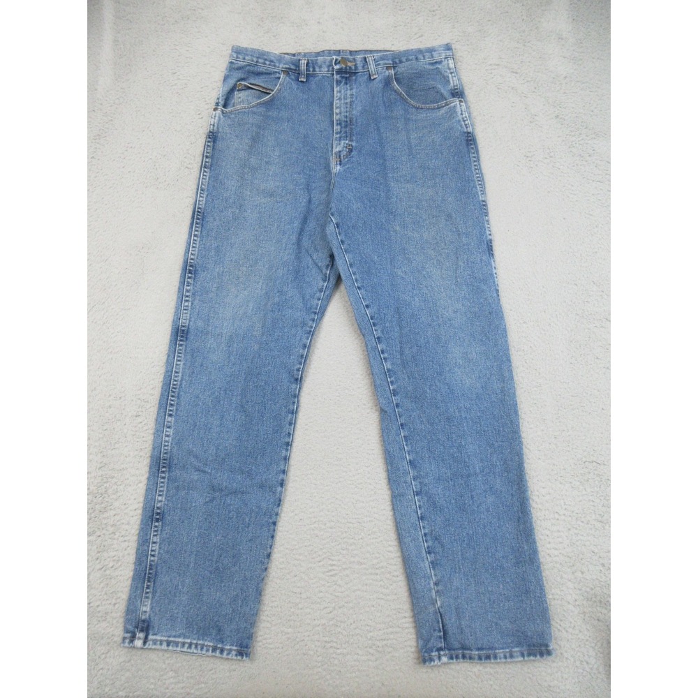 Wrangler Relaxed Fit Western Jeans Men 38x34 Blue Straight Leg 100% Cotton Denim